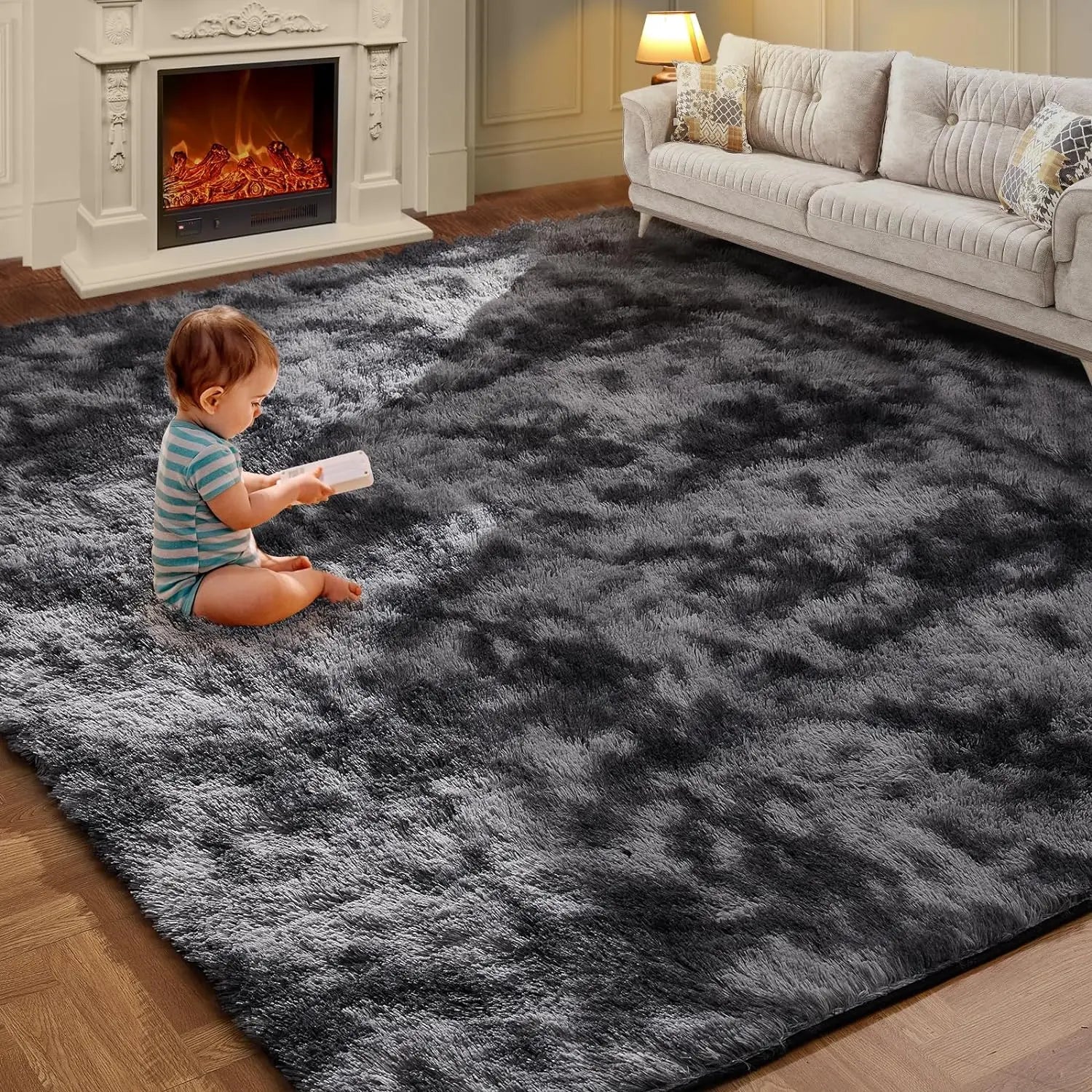 Tie-Dye Plush Fluffy Area Rug