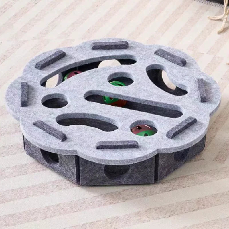 Cat Puzzle Maze Toy with Bell Ball — Interactive Felt Box