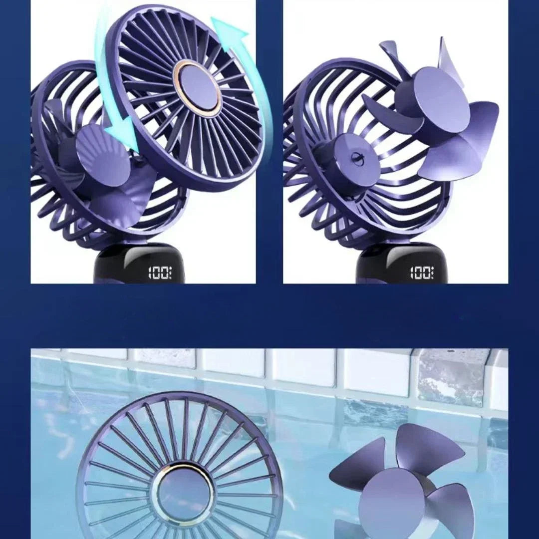 Rechargeable Mini Fan with LED Display & Aromatherapy (5-Speed)