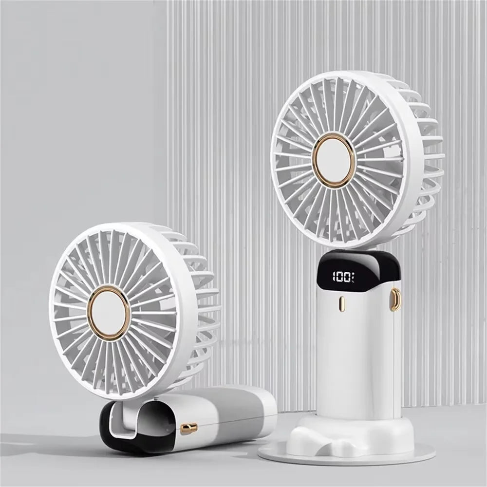 Rechargeable Mini Fan with LED Display & Aromatherapy (5-Speed)