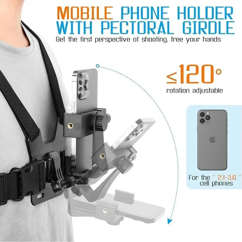 Hands-Free Chest Strap Phone Holder Mount