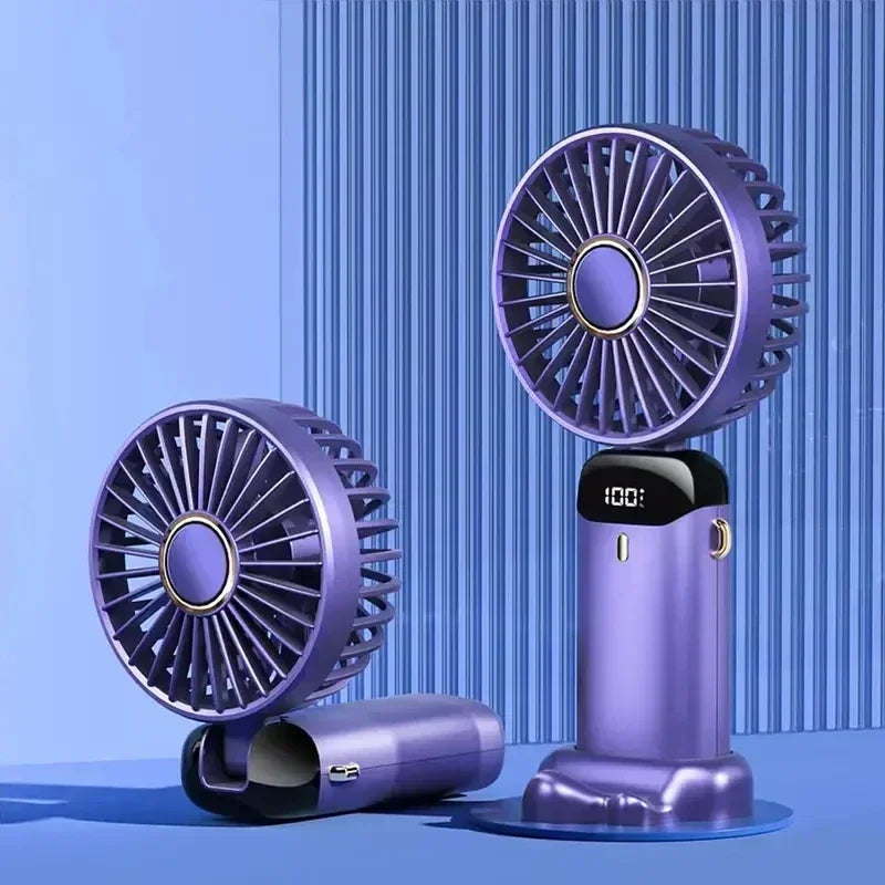 Rechargeable Mini Fan with LED Display & Aromatherapy (5-Speed)