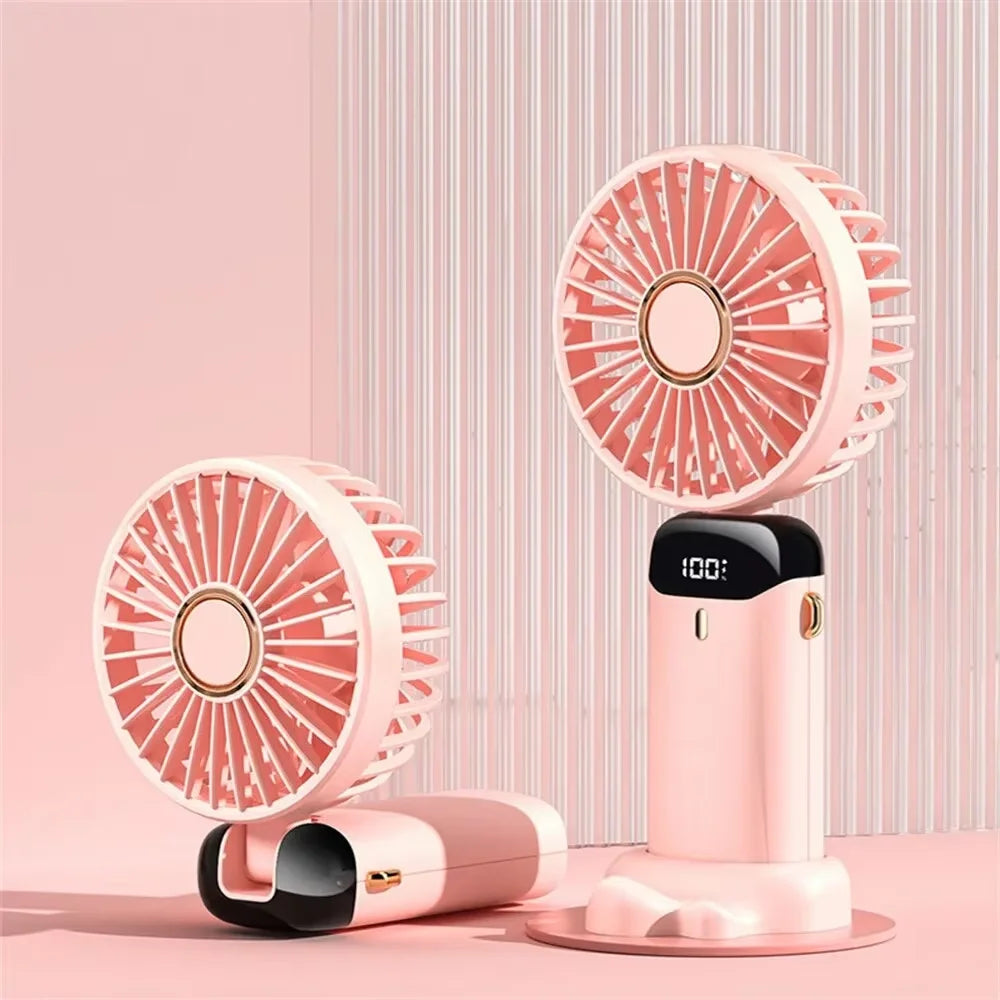 Rechargeable Mini Fan with LED Display & Aromatherapy (5-Speed)